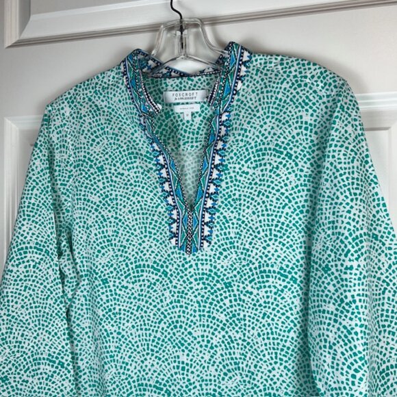 Foxcroft for Appleseed’s Wrinkle Free Cotton Tunic Top Size 12 - Picture 4 of 8